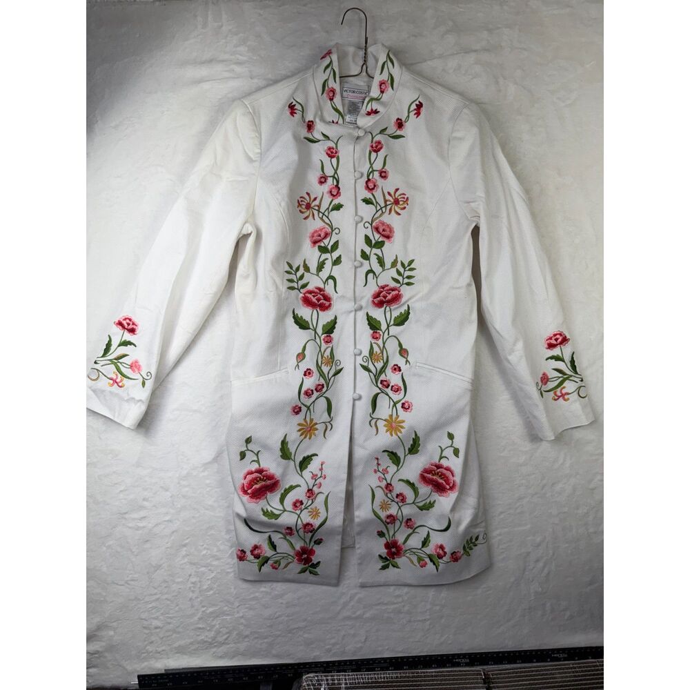 Victor Costa Occasion Floral Embroidered Coat Jacket | Size Medium | NWT